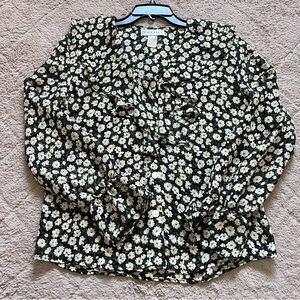 Vintage Maxima USA Daisy Floral Blouse Preppy Minimalist Cottage Capsule Size S